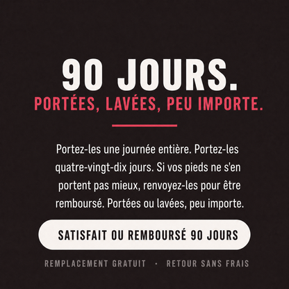 Satisfait ou remboursé 90 jours, portées ou lavées